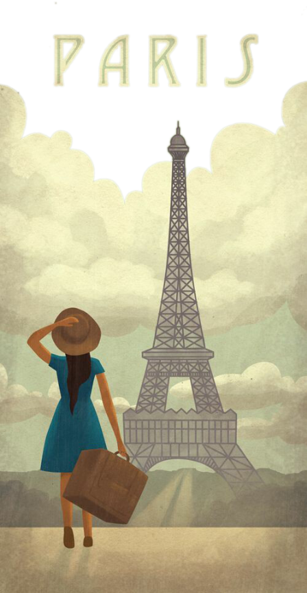Vintage Paris Travel Poster (448x866), Png Download
