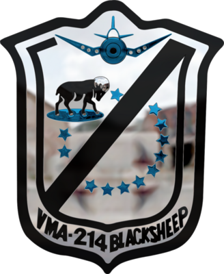 Chrome Vma 214 Black Seep Squadron Logo Psd - Black Sheep Squadron (328x400), Png Download