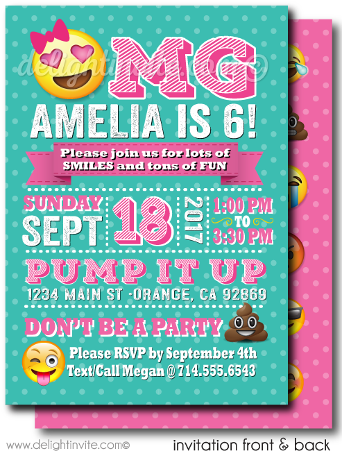 Omg Emoji Birthday Party Invitations - 8th Birthday Party Emoji Invitations (497x675), Png Download