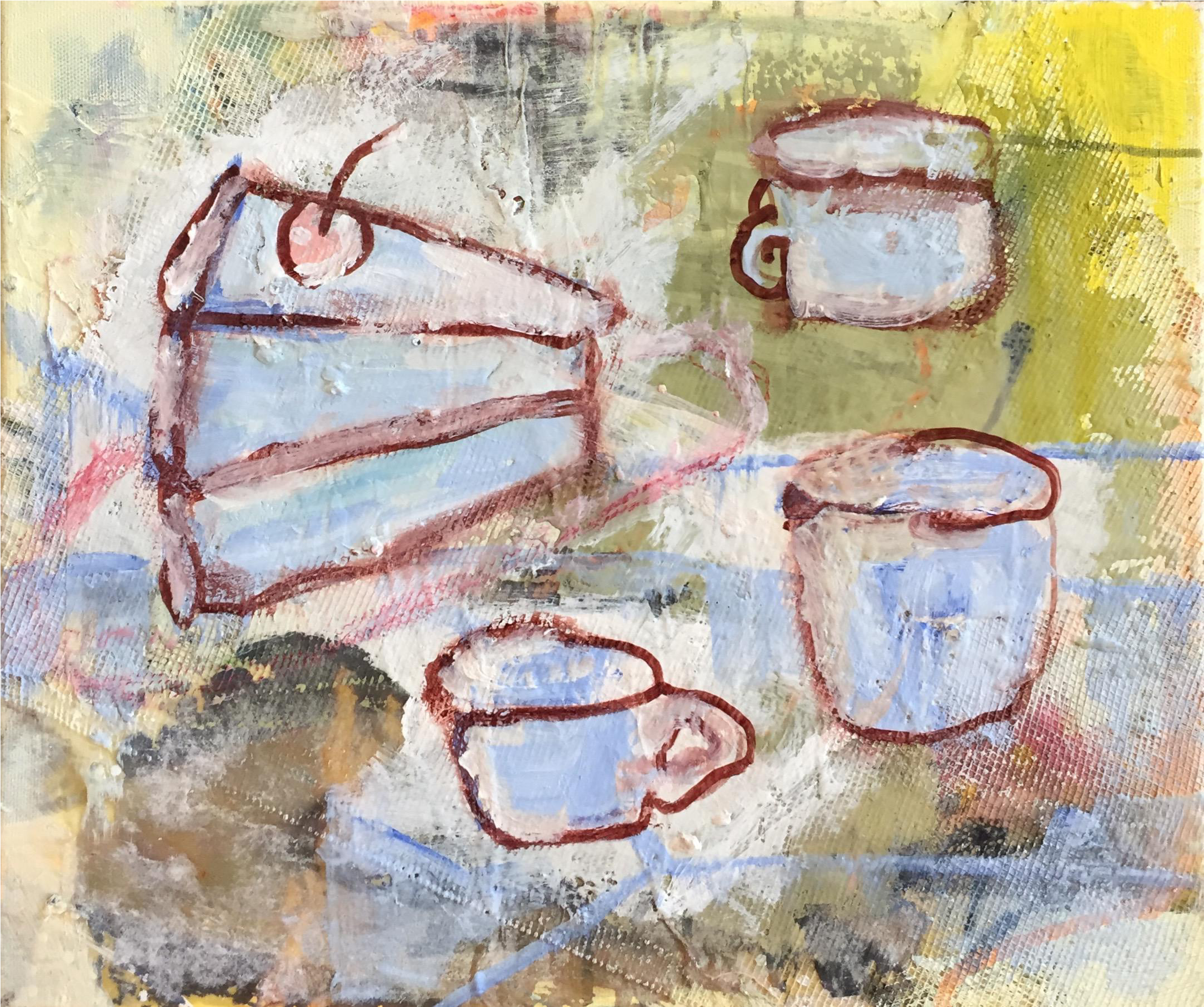 Piece Of Cake Blue Painting Chairish - Drawing (2407x2012), Png Download
