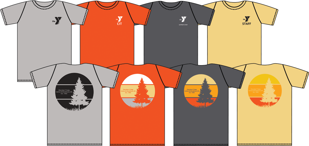 Different Color Staff T Shirts And Camper Custom T - Ymca Summer Camp Shirt (1000x523), Png Download