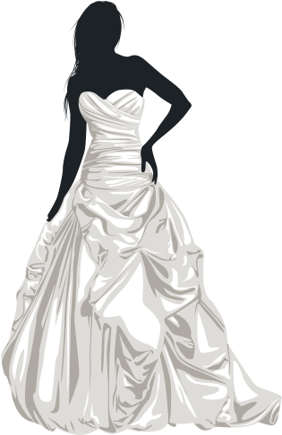 Bride Silhouette Clip Art Pinterest - Bridal Dress Png (324x500), Png Download