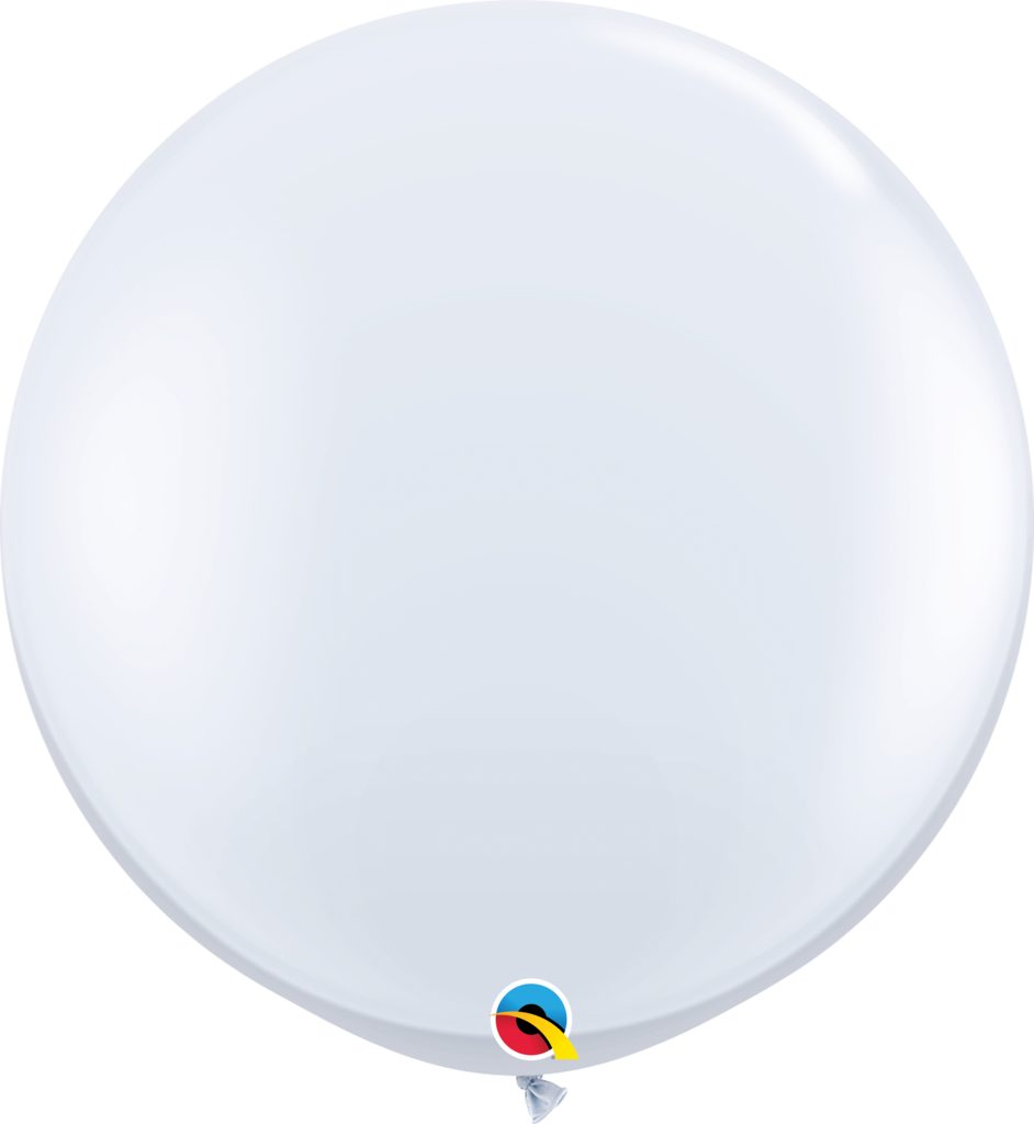White 3ft Round Balloons - White Round Balloon (942x1024), Png Download