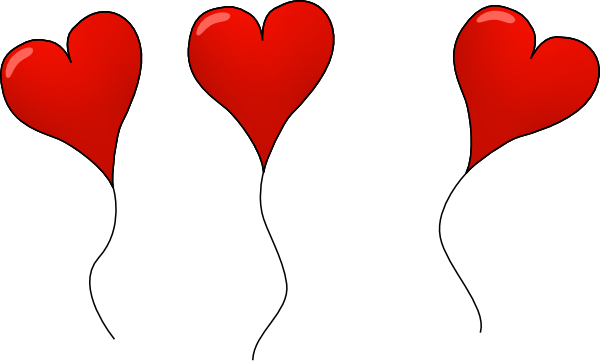 Heart Balloons Clip Art At Clker - Heart Balloon Vector Png (600x361), Png Download