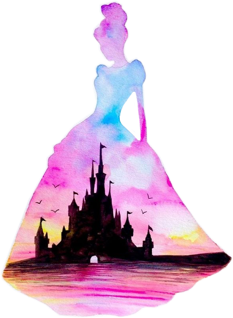 Painting Silhouette Disney Princess Art (480x654), Png Download