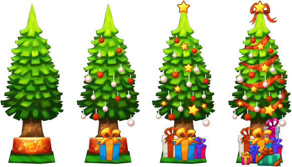 Xmas Decoration Christmas Tree Level 1to4 - Happy Street Christmas Tree (582x334), Png Download