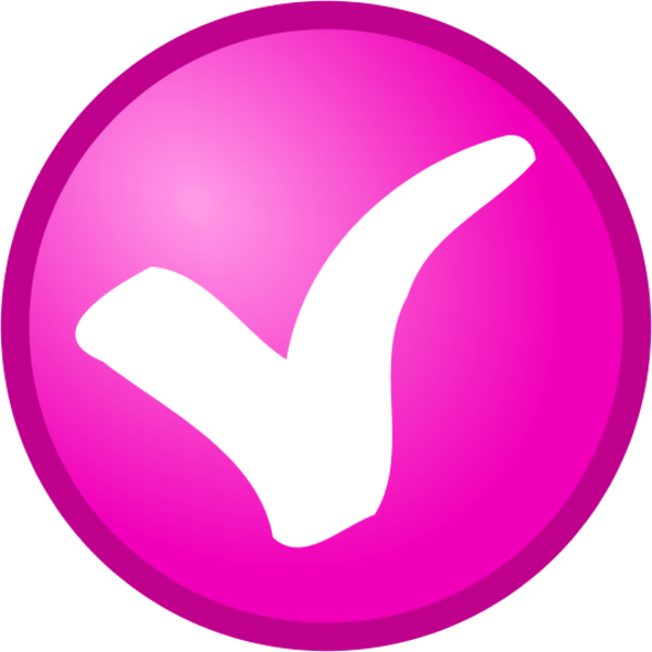 Check Mark In A Round Button Vector Clip Art - Small Pink Check Mark (600x600), Png Download