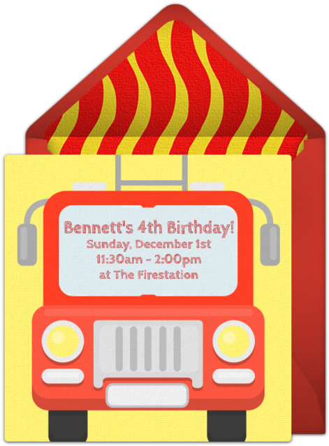 Customizable, Free Firetruck Online Invitations - Bombeiros Desenhos (650x650), Png Download