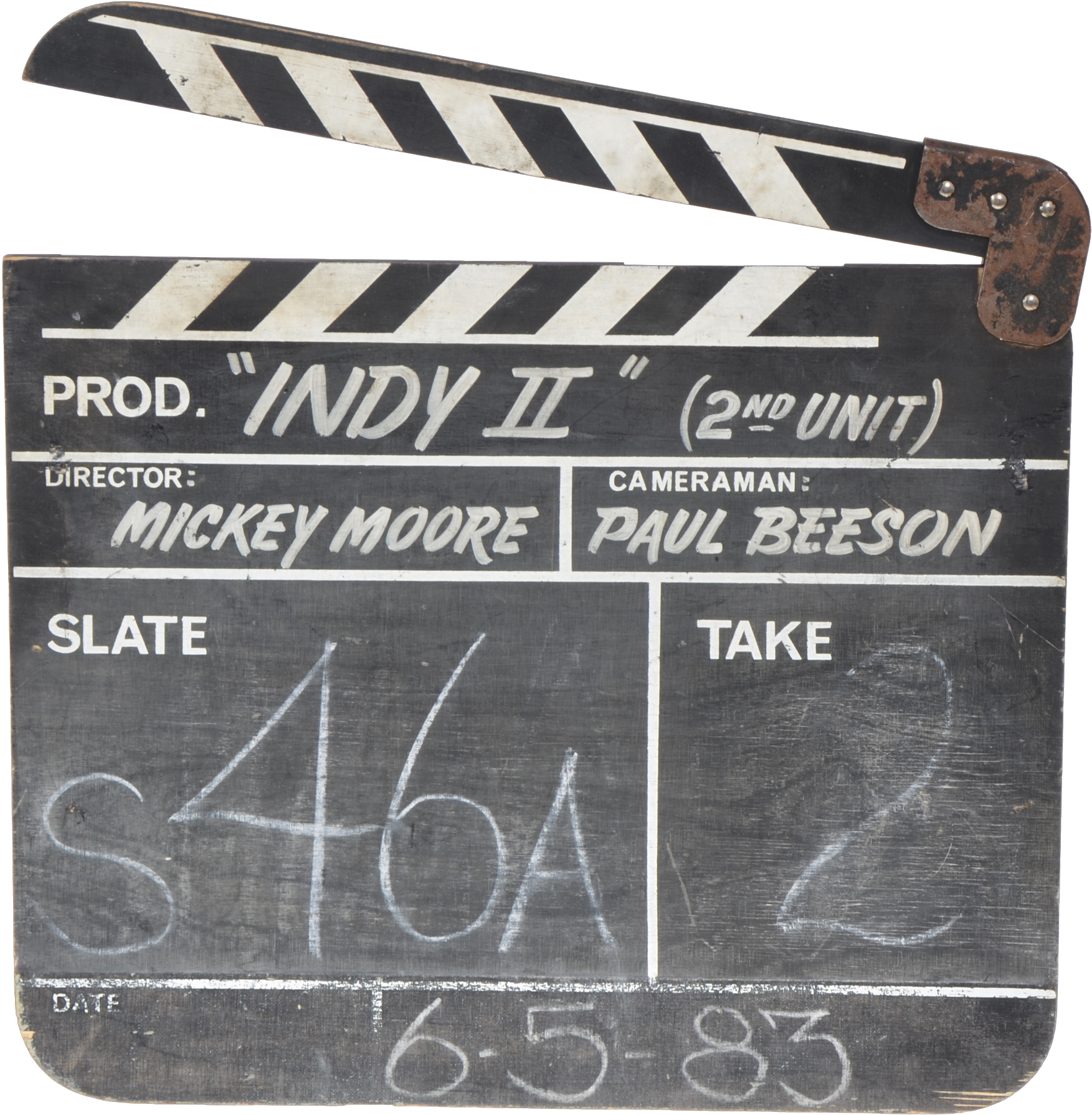 Clapboard From Indiana Jones And The Temple Of Doom - Indiana Jones Clapboard (1921x2000), Png Download