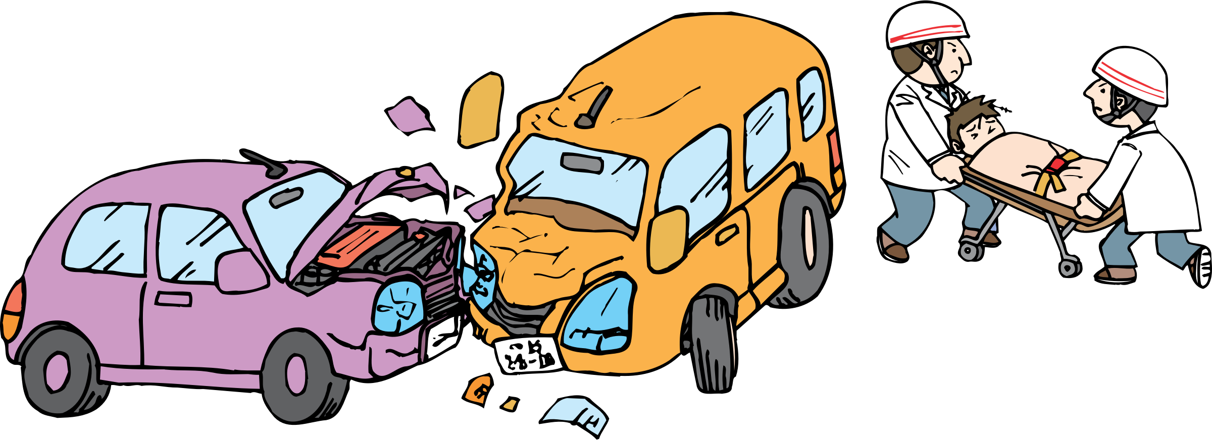Clipart Car Fire - Car Accident Clipart (2400x872), Png Download