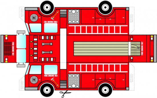 Foldable Fire Truck - Maqueta De Camion De Bomberos (550x707), Png Download
