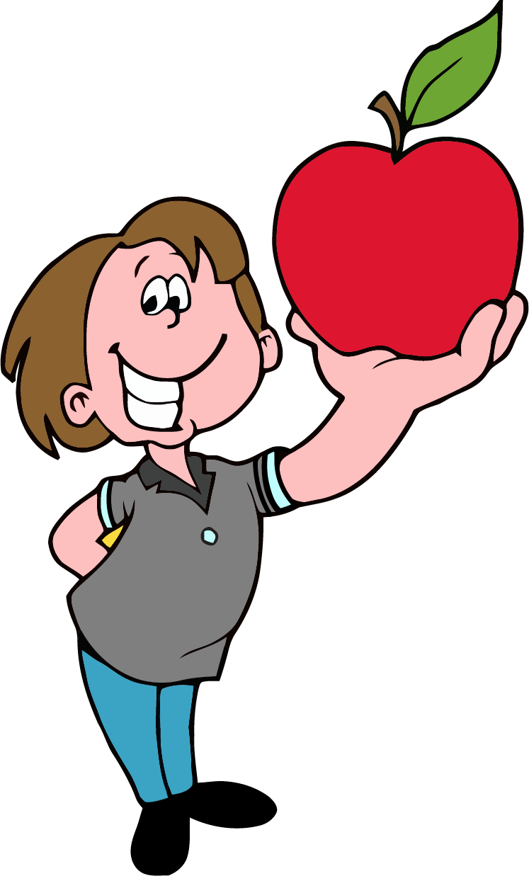 School Boy Apple Png Clipart - Boy With Apple Clipart (747x1237), Png Download