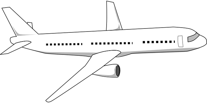 Airliner Aeroplane Airplane Fly Jet Travel - Aviao Em Preto E Branco (680x340), Png Download