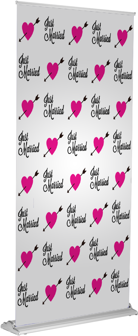 Just Married Retractable 60" X 92" - Heart (600x1200), Png Download