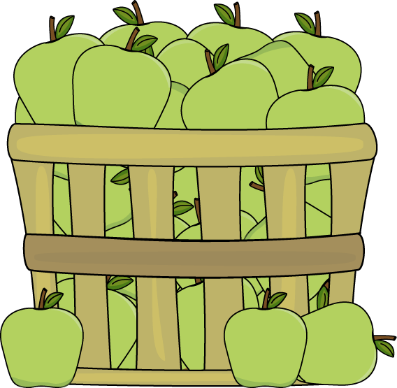 Basket Of Green Apples - Green Apples Clipart (568x555), Png Download