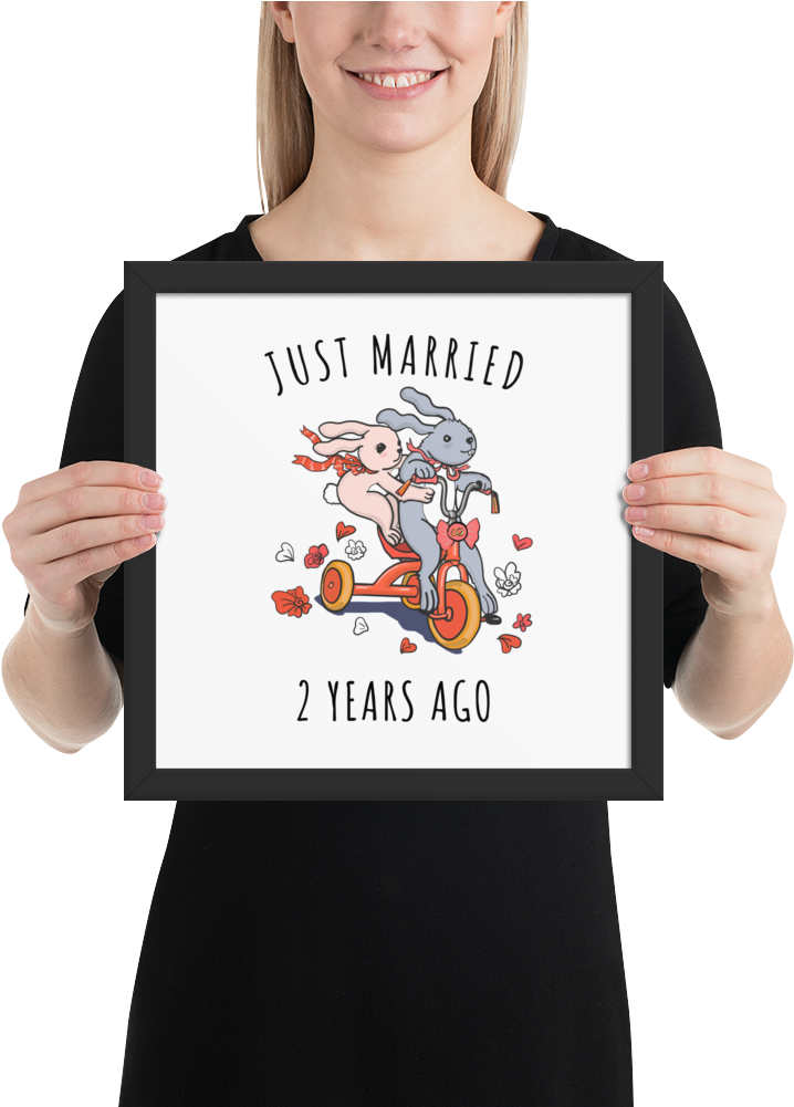 Just Married 2 Years Ago Couple Frame Poster - Poster (1000x1000), Png Download
