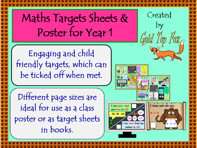 Maths Targets Sheets And Poster For Year 1 By Goldtopfox - Cartoon (693x520), Png Download
