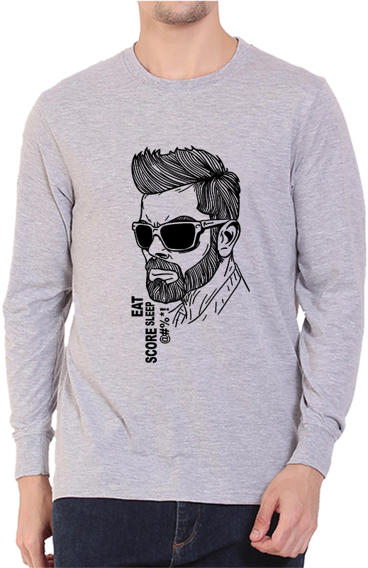 Grey Full Sleeves T Shirt (800x800), Png Download