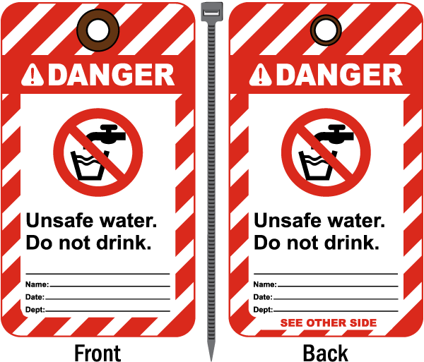 Danger Unsafe Water Do Not Drink Tag - Lockout Tag Do Not Operate Tag (600x513), Png Download
