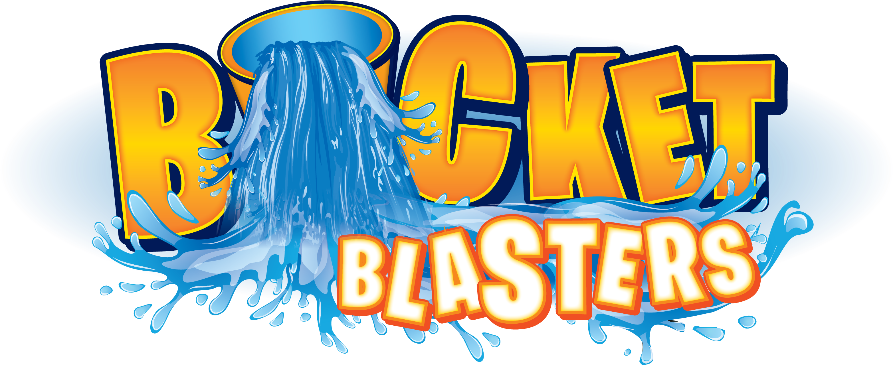 Six Flags Great Escape Bucket Blasters Logo - Illustration (3179x1401), Png Download