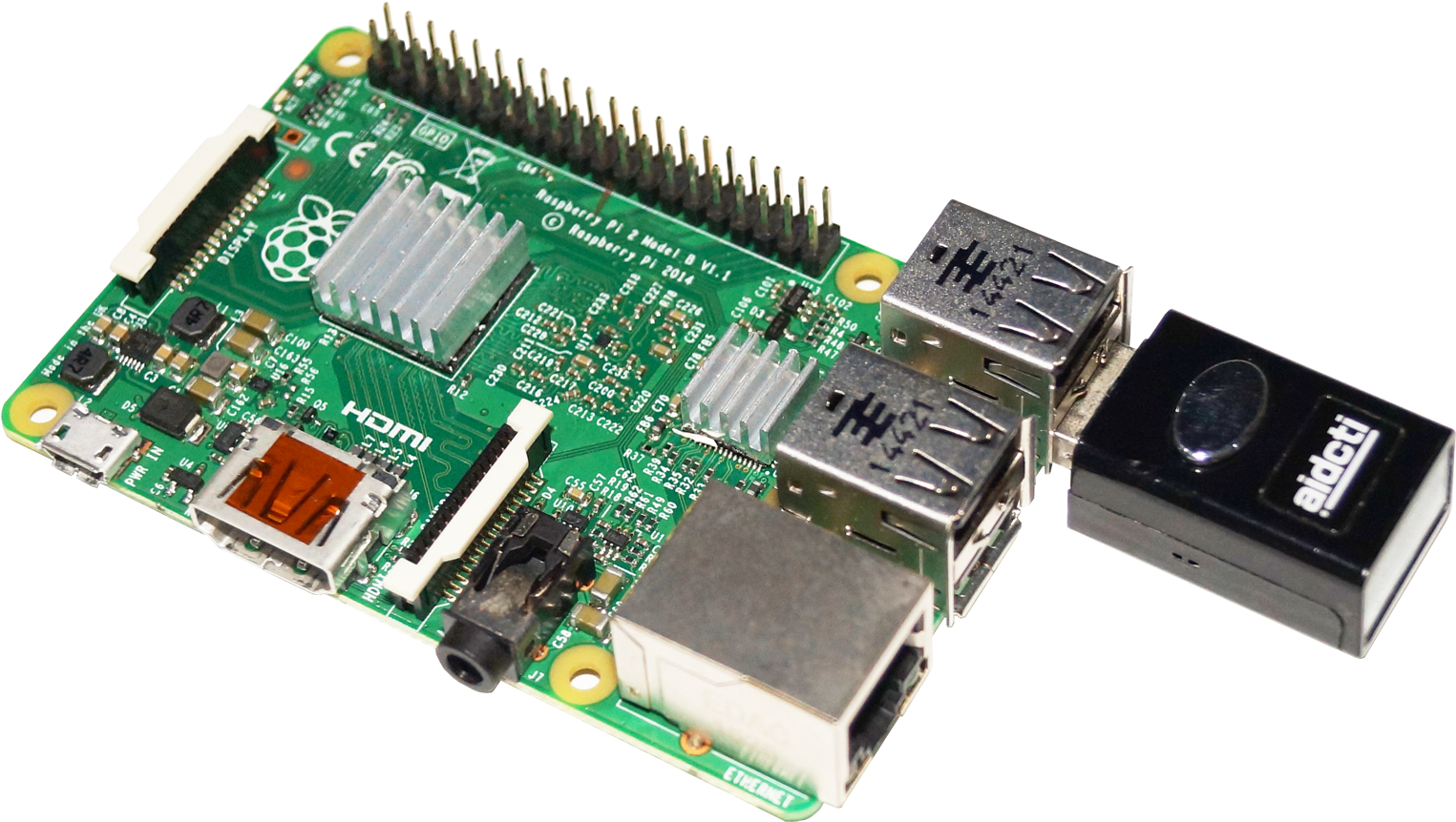 Raspberry Pi 2 With Hid Erb-188 Mini Barcode Scanner - Electronic Component (1600x1000), Png Download