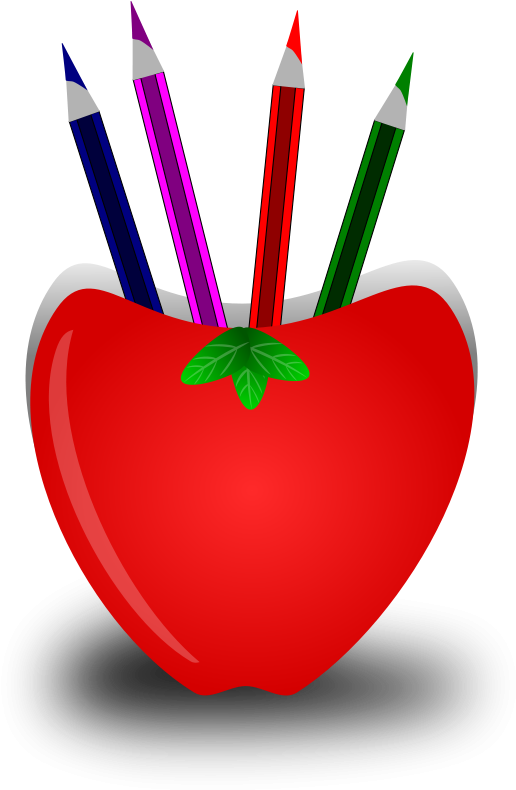 Teacher Apple And Pencil - Pen Stand Box Vector (517x791), Png Download