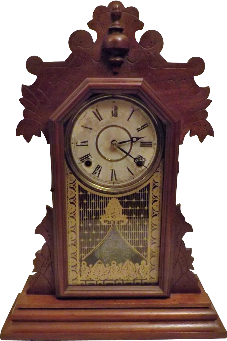 Antique 1881 Rare Gingerbread Kitchen Clock By The - Clock (1171x1171), Png Download
