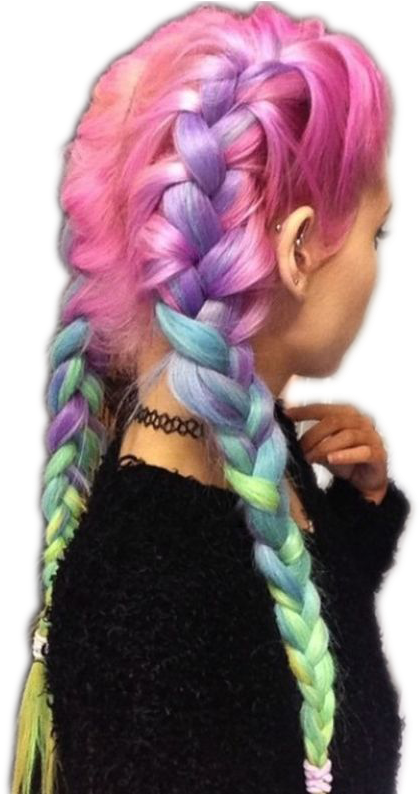 Pnk Pink Pink - Black To Rainbow Hair (564x793), Png Download