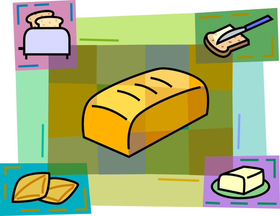 Vector Illustration Of Fresh Baked Bread Loaf With (909x700), Png Download