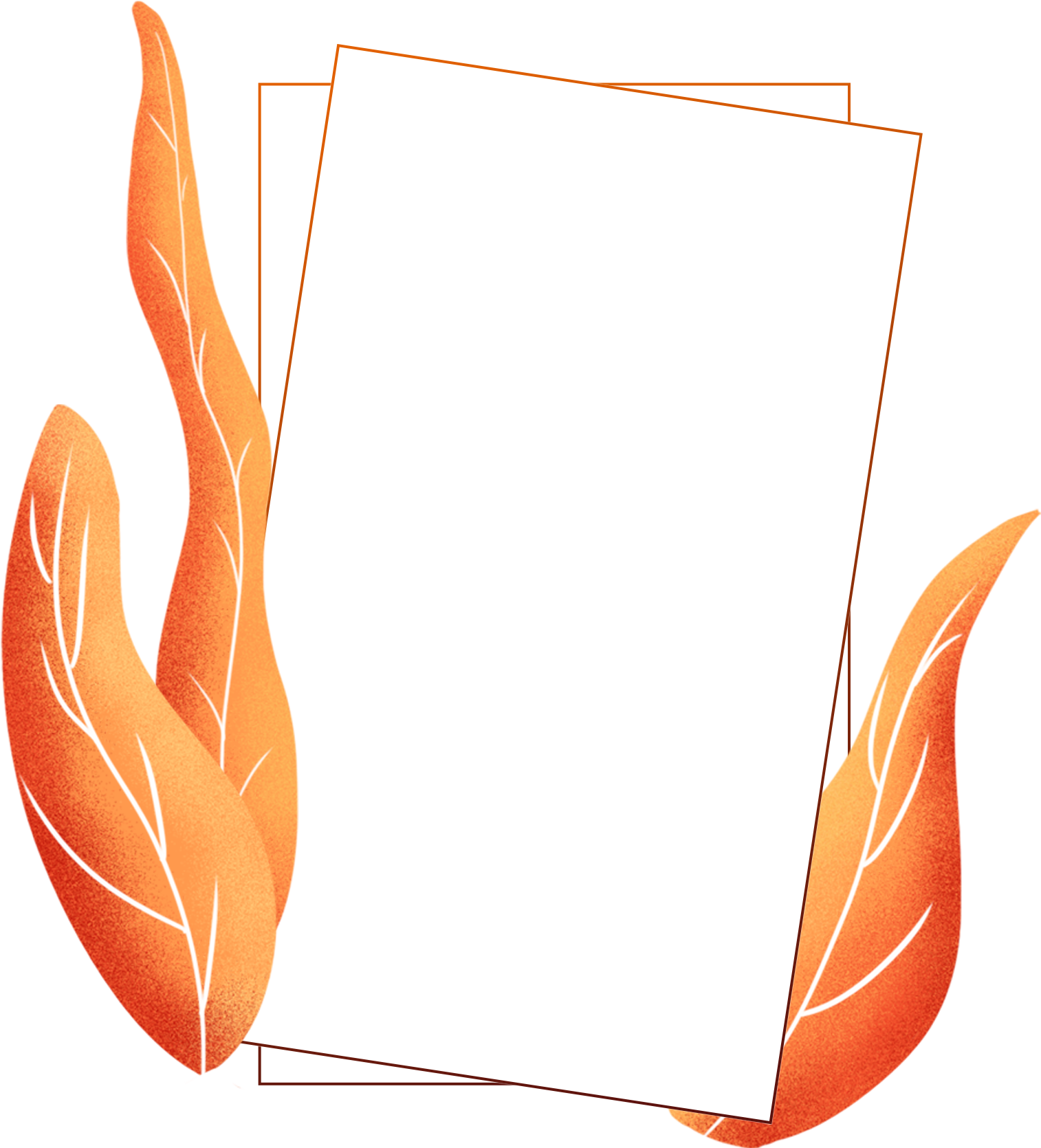 Plantas Pintadas A Mano Borde Coral Naranja Pintada - Illustration (2000x2000), Png Download