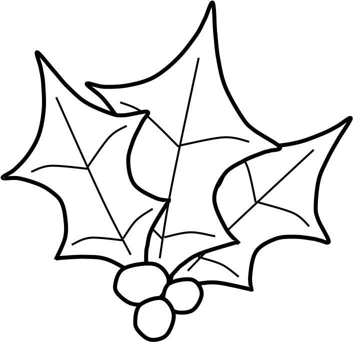 Png Holly, Berries, Leaves Together, Black And White - Illustration (816x1056), Png Download