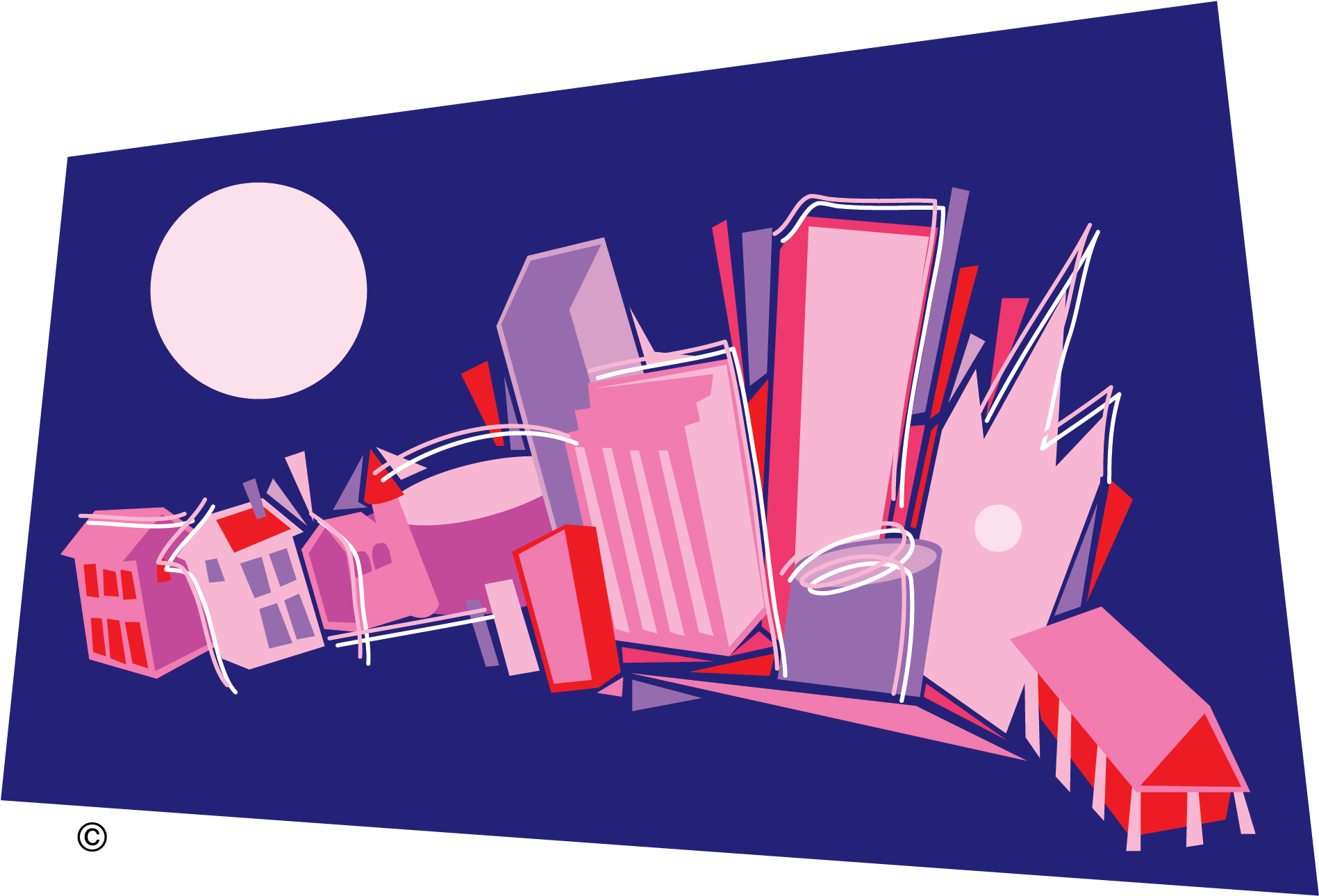 Pink Skyline Clip Art - Illustration (2551x3301), Png Download