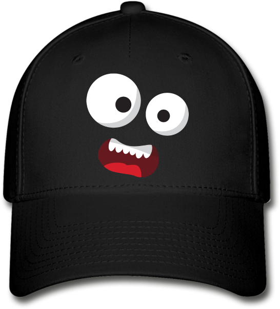 Baseball Cap - Monster Face - Black - Baseball Cap (1000x1000), Png Download