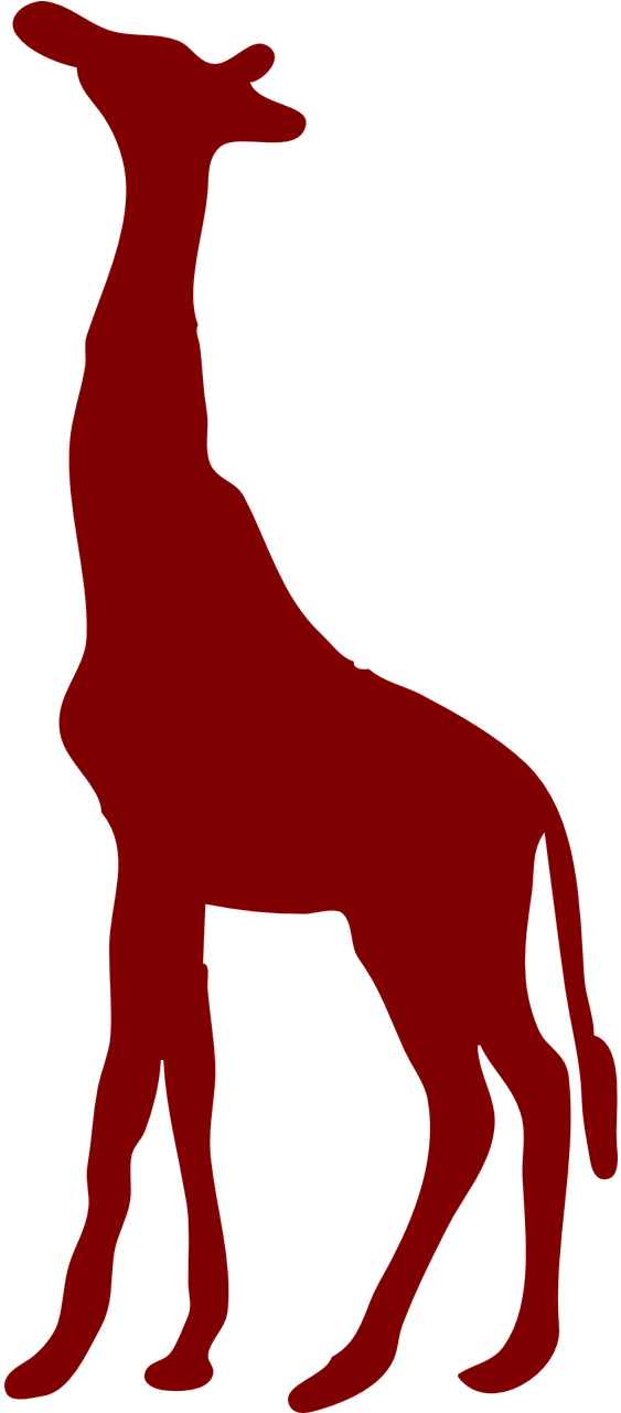 Red Giraffe Silhouette (640x1280), Png Download