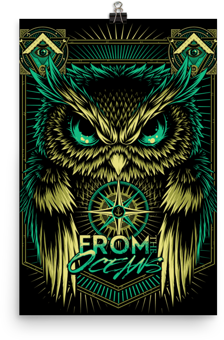 Image Of From The Oceans Illuminati Owl Wall Poster - Motif (1000x1000), Png Download