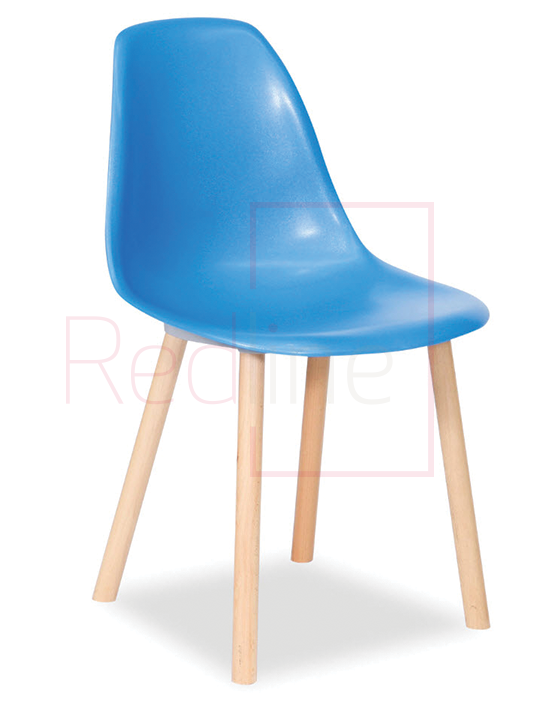 Silver Princess Chair With Solid Timber Legs And Blue - Chair (925x713), Png Download