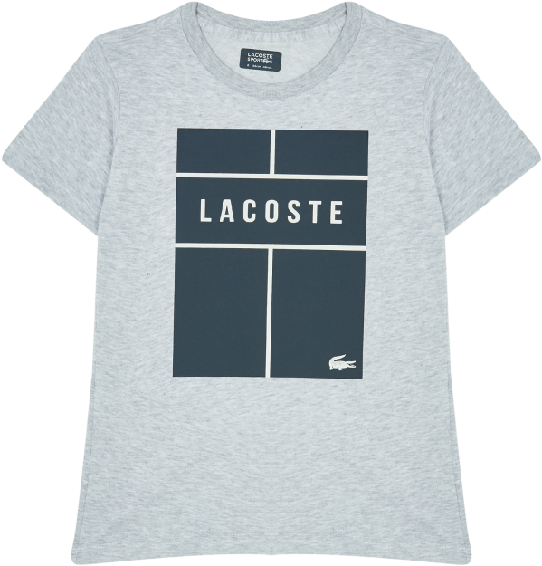 Gray Sport Lettering Technical Tennis T-shirt - Lacoste Tennis T Shirt (700x700), Png Download