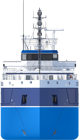 With A Large Beam And Proper Subdivisions The Vessel - Cargo Ship Front View Png (1300x575), Png Download