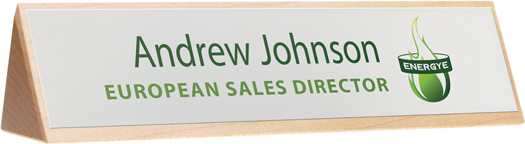Wooden Base Desktop Nameplate - Signage (800x450), Png Download