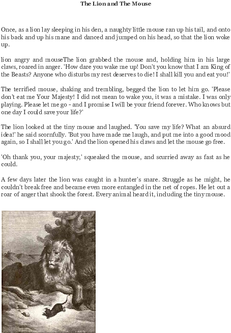 Lion And The Mouse (595x842), Png Download