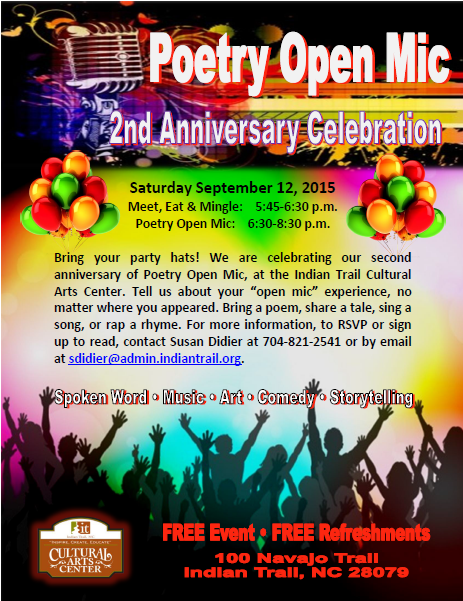 Poetry Open Mic Reading, Indian Trail Cultural Arts - Flyer (521x644), Png Download