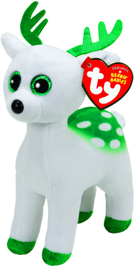Peppermint The White Reindeer Beanie Babies Christmas - Ty Reindeer (510x900), Png Download