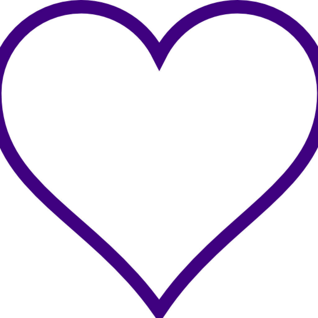 White Heart Outline W Purple Clip Art At Clker Vector - Heart (1024x1024), Png Download