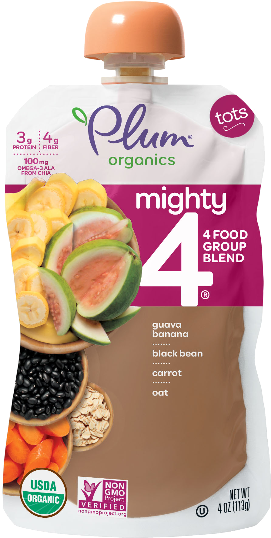 Guava, Banana, Black Bean, Carrot, Oat - Plum Organics (2000x2000), Png Download