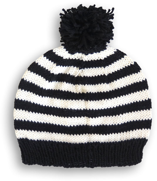 Hand Knitted Black & Classic Cream Beanie - Beanie (750x899), Png Download