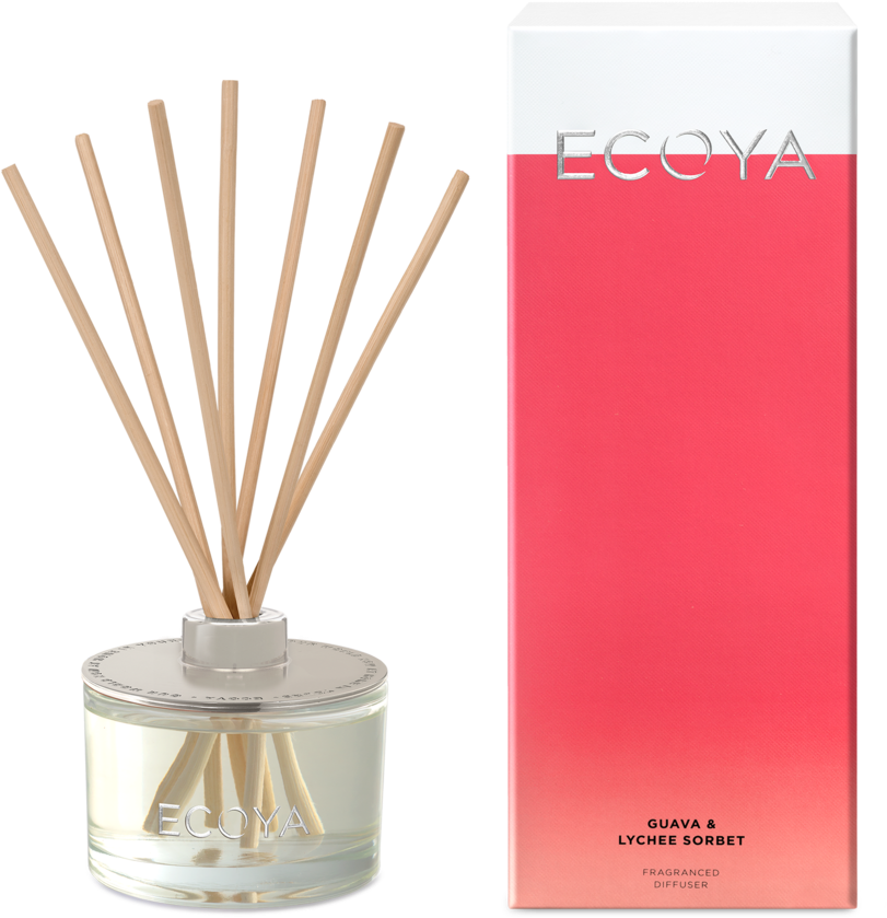 Buy Guava & Lychee Sorbet Fragranced Diffuser Online - Ecoya Guava And Lychee Diffuser (1024x1024), Png Download