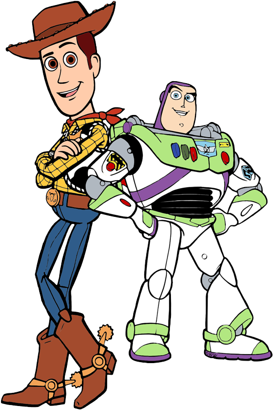 Woody, Buzz Posing - Cartoon (549x816), Png Download