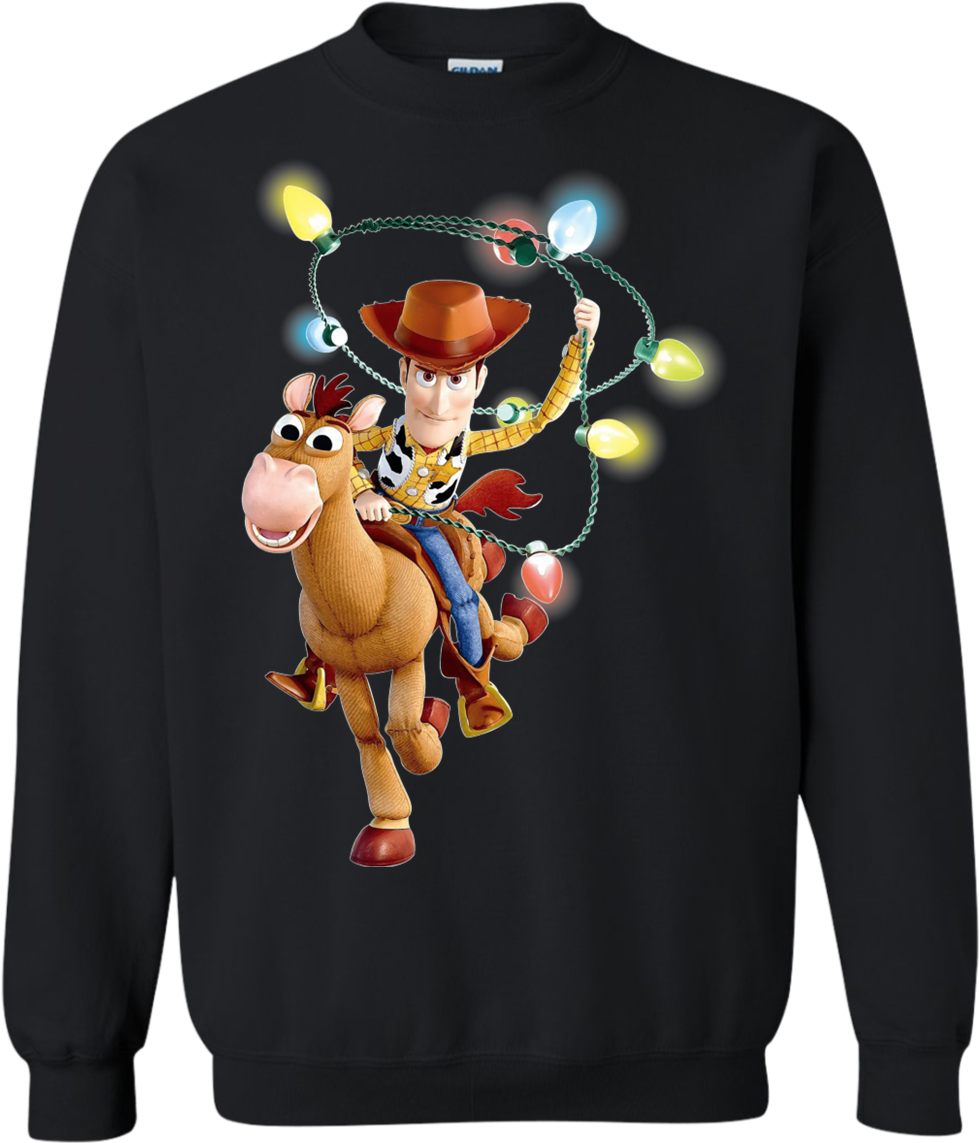 Disney Pixar Toy Story Woody Bullseye Decorating Christmas - Sweatshirt (1155x1155), Png Download
