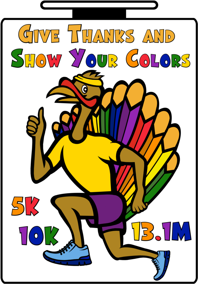 Give Thanks And Show Your Colors Run - Cartoon (784x1024), Png Download