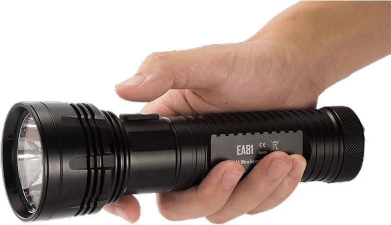 The Brightest Flashlight Powered By Aa Batteries - Hand Torch Light Png (911x502), Png Download